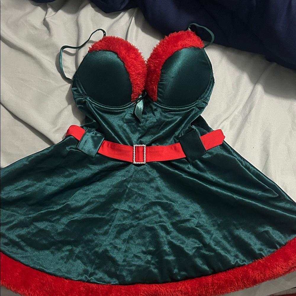 green elf santa lingerie dress- christmas